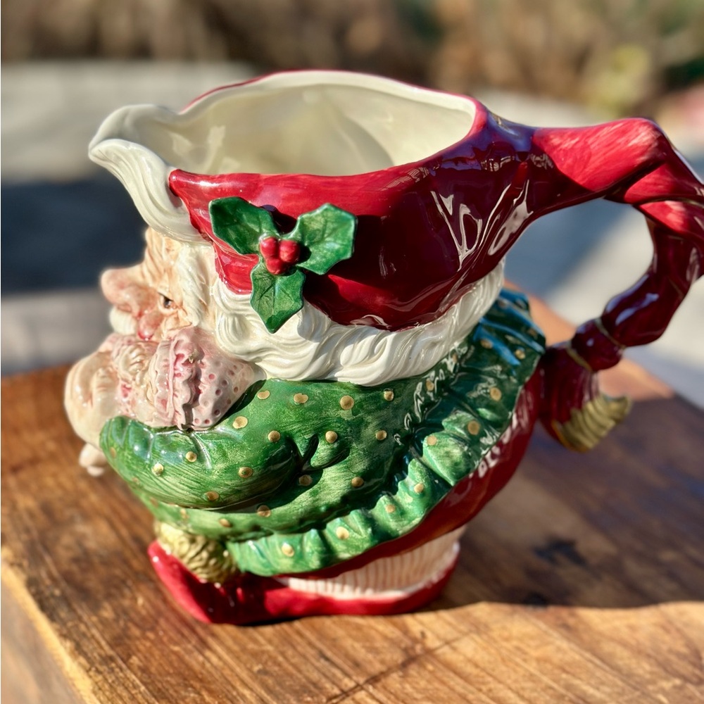 Colorful and Whimsical Santa Claus Elf Fitz and Floyd Christmas Pitcher - Picture 2 of 8
